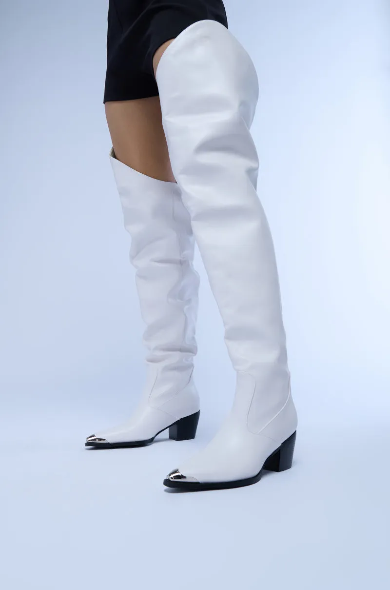 AZALEA WANG RIA OVER THE THIGH WESTERN BOOT IN WHITE sold by AKIRA product image thumbnail 5