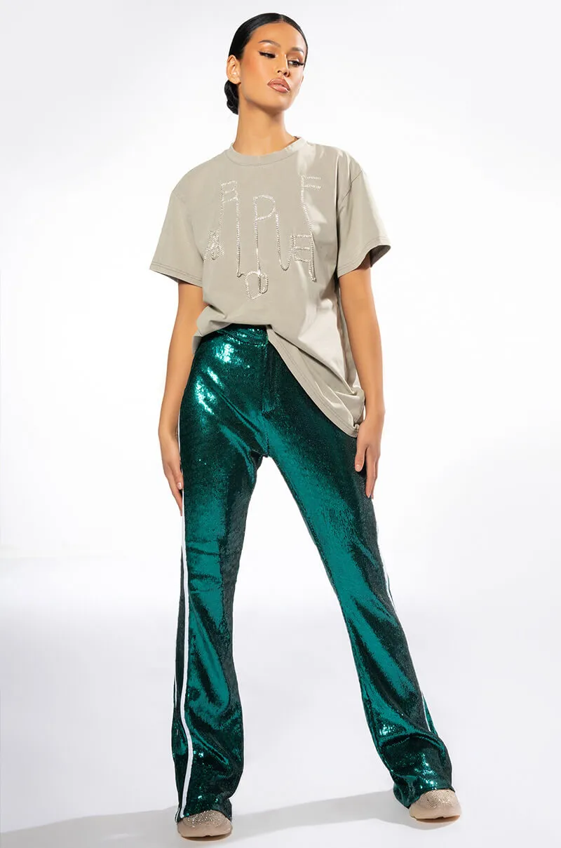 GET DOWN ON IT SEQUIN FLARE TROUSER sold by AKIRA product image thumbnail 4