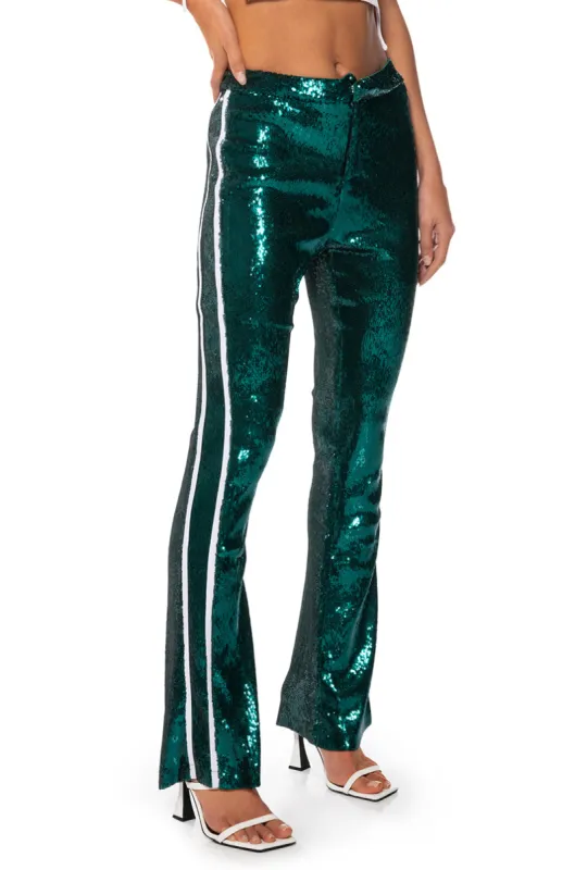 GET DOWN ON IT SEQUIN FLARE TROUSER sold by AKIRA