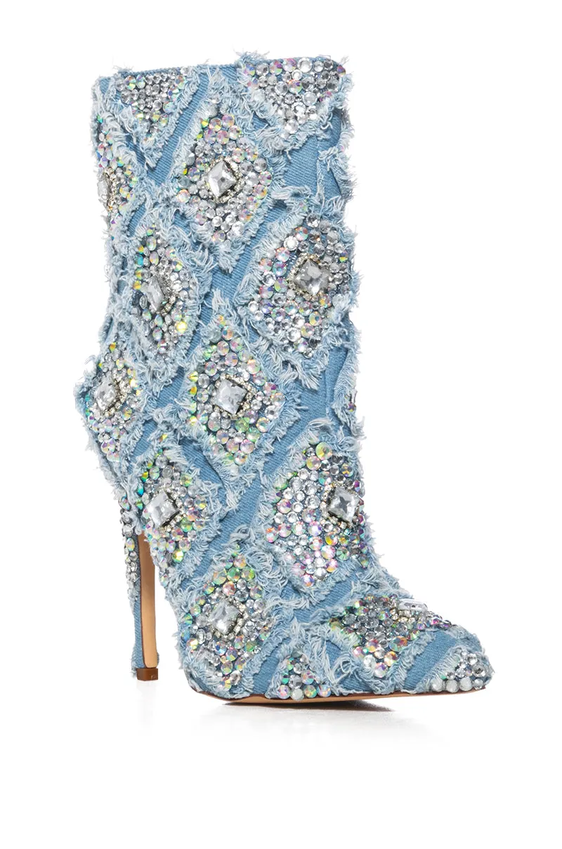 AZALEA WANG YOSHA DENIM EMBELLISHED BOOTIE sold by AKIRA product image thumbnail 3