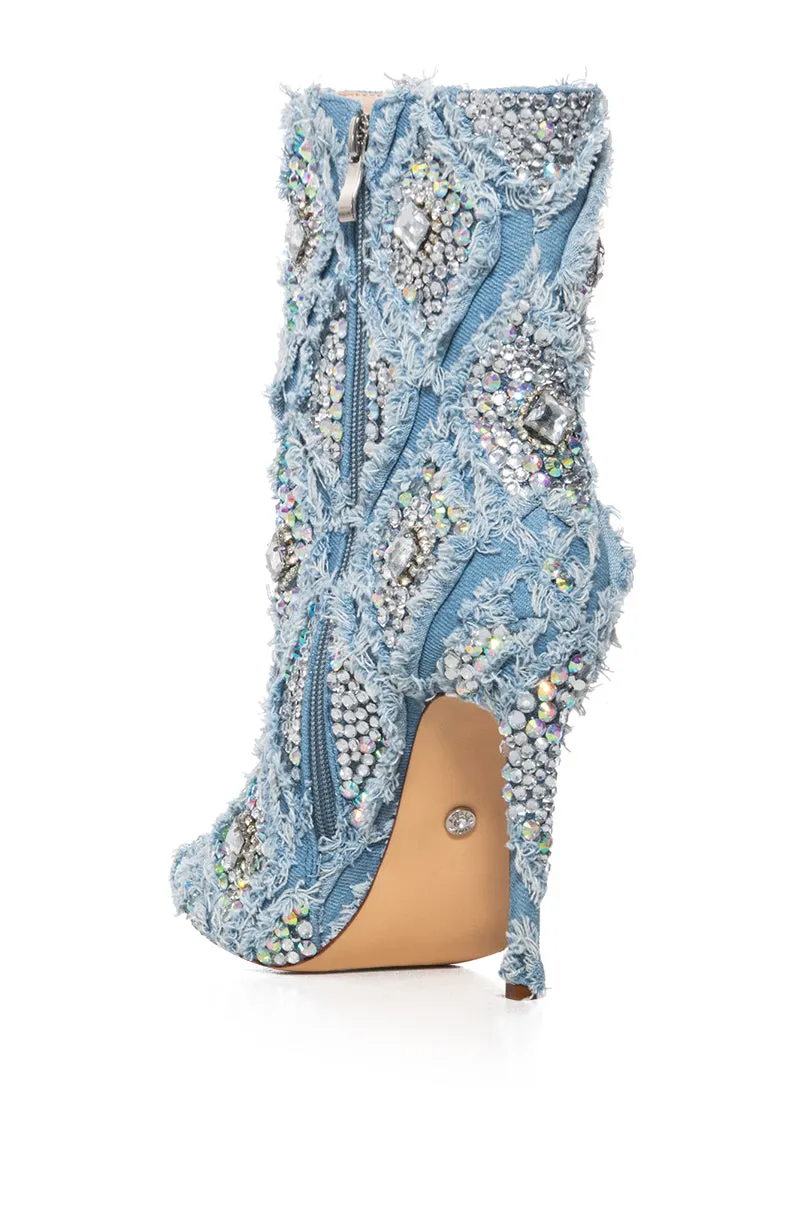 AZALEA WANG YOSHA DENIM EMBELLISHED BOOTIE sold by AKIRA product image thumbnail 4