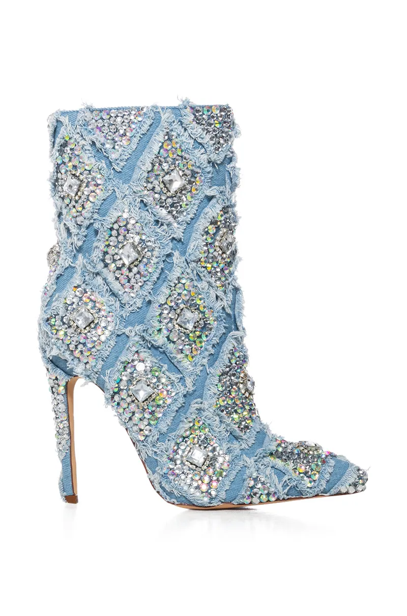 AZALEA WANG YOSHA DENIM EMBELLISHED BOOTIE sold by AKIRA product image thumbnail 2