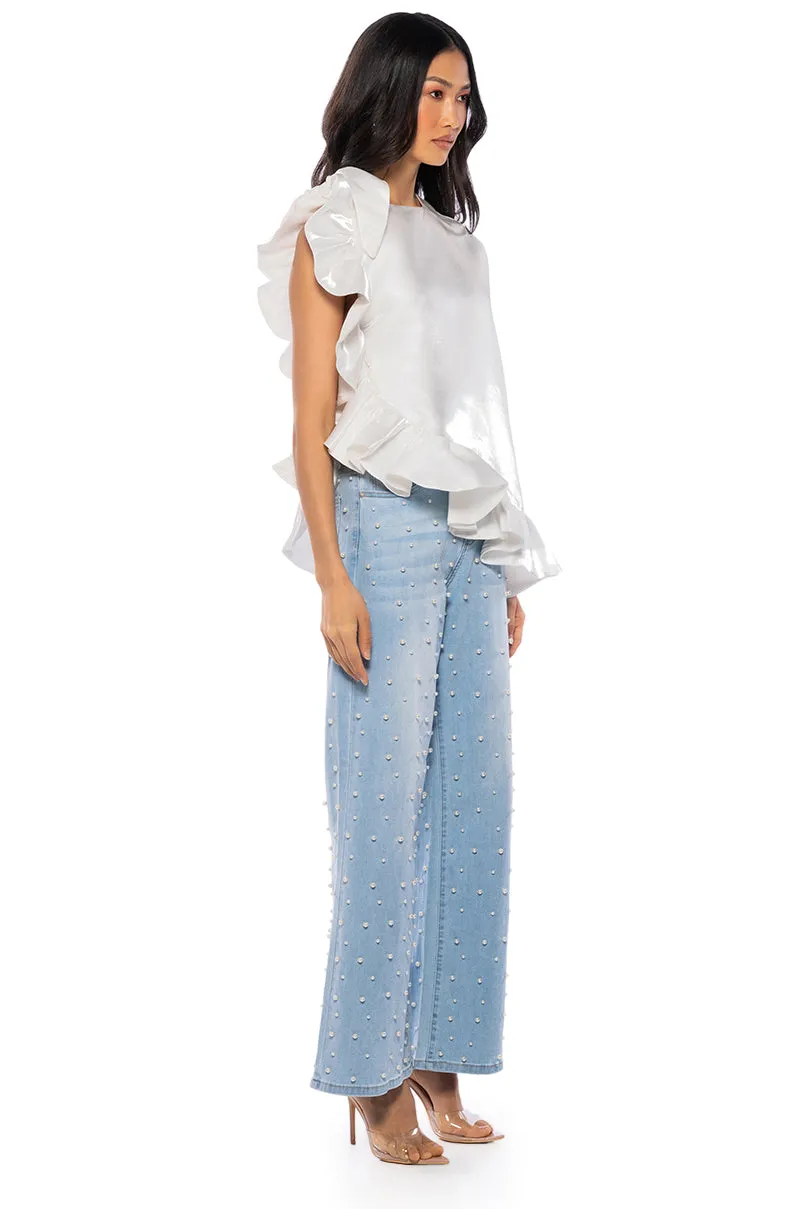 LOOK MY WAY ASYMMETRICAL TOP IN WHITE sold by AKIRA product image thumbnail 3