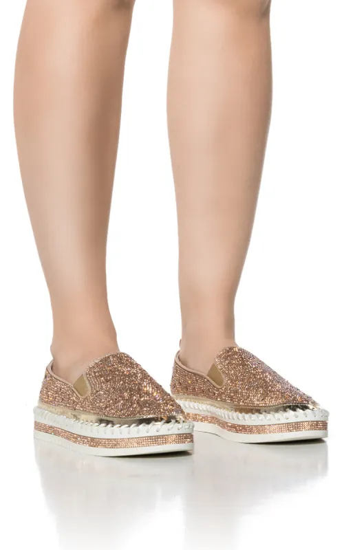 AZALEA WANG BRITTANY ROSE GOLD EMBELLISHED SNEAKER sold by AKIRA