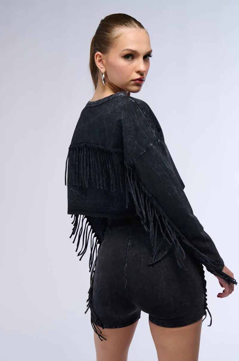 NYX WASHED FRINGE SWEATSHIRT sold by AKIRA product image thumbnail 5