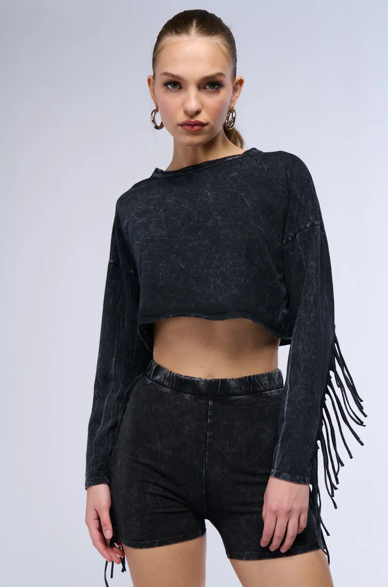 NYX WASHED FRINGE SWEATSHIRT sold by AKIRA product image thumbnail 3