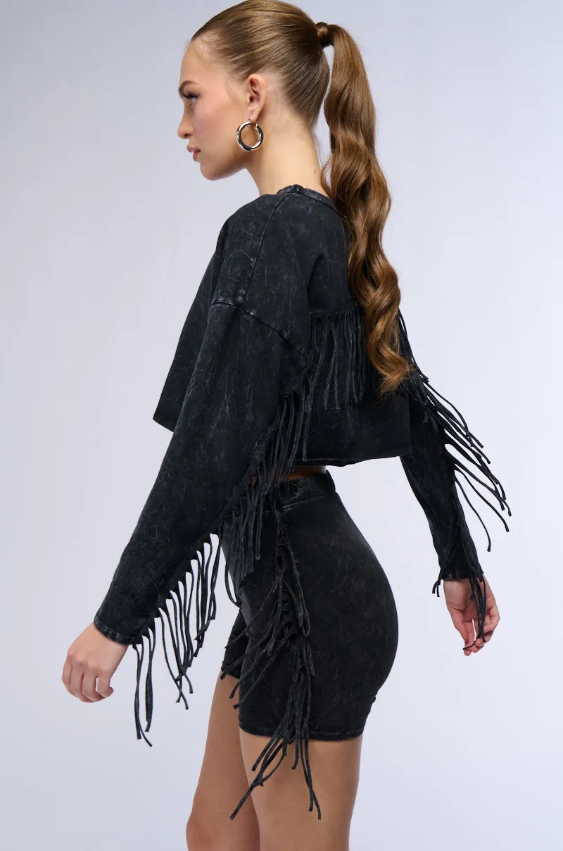 NYX WASHED FRINGE SWEATSHIRT sold by AKIRA product image thumbnail 4