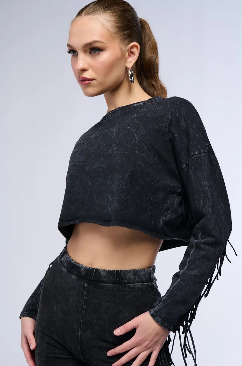 NYX WASHED FRINGE SWEATSHIRT sold by AKIRA product image thumbnail 2