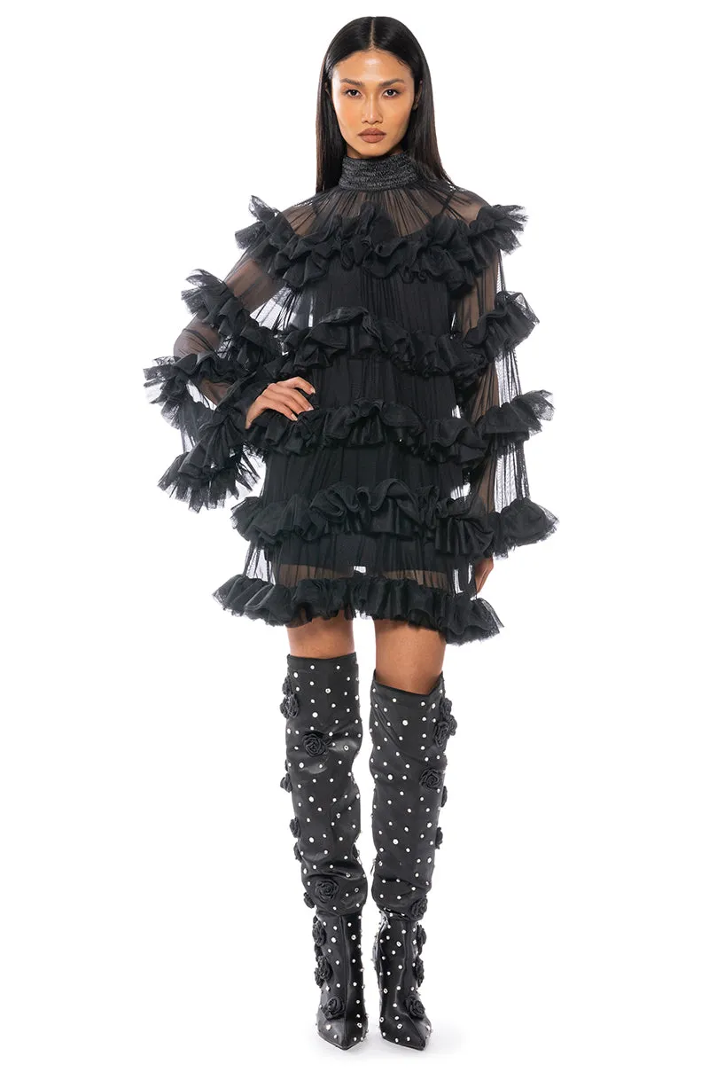 ROMANTIC LAYERED RUFFLES LONG SLEEVE MINI DRESS sold by AKIRA product image thumbnail 3