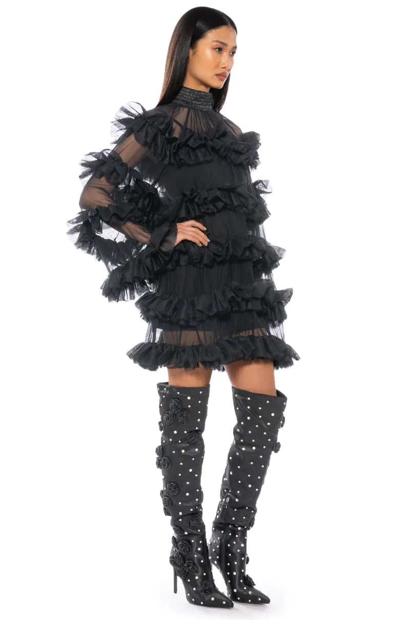 ROMANTIC LAYERED RUFFLES LONG SLEEVE MINI DRESS sold by AKIRA product image thumbnail 4