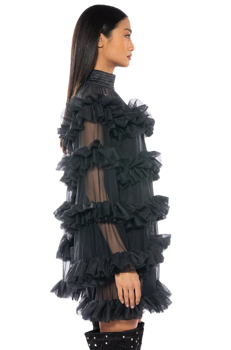 ROMANTIC LAYERED RUFFLES LONG SLEEVE MINI DRESS sold by AKIRA product image thumbnail 5