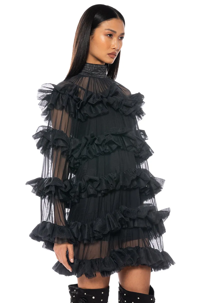 ROMANTIC LAYERED RUFFLES LONG SLEEVE MINI DRESS sold by AKIRA product image thumbnail 2