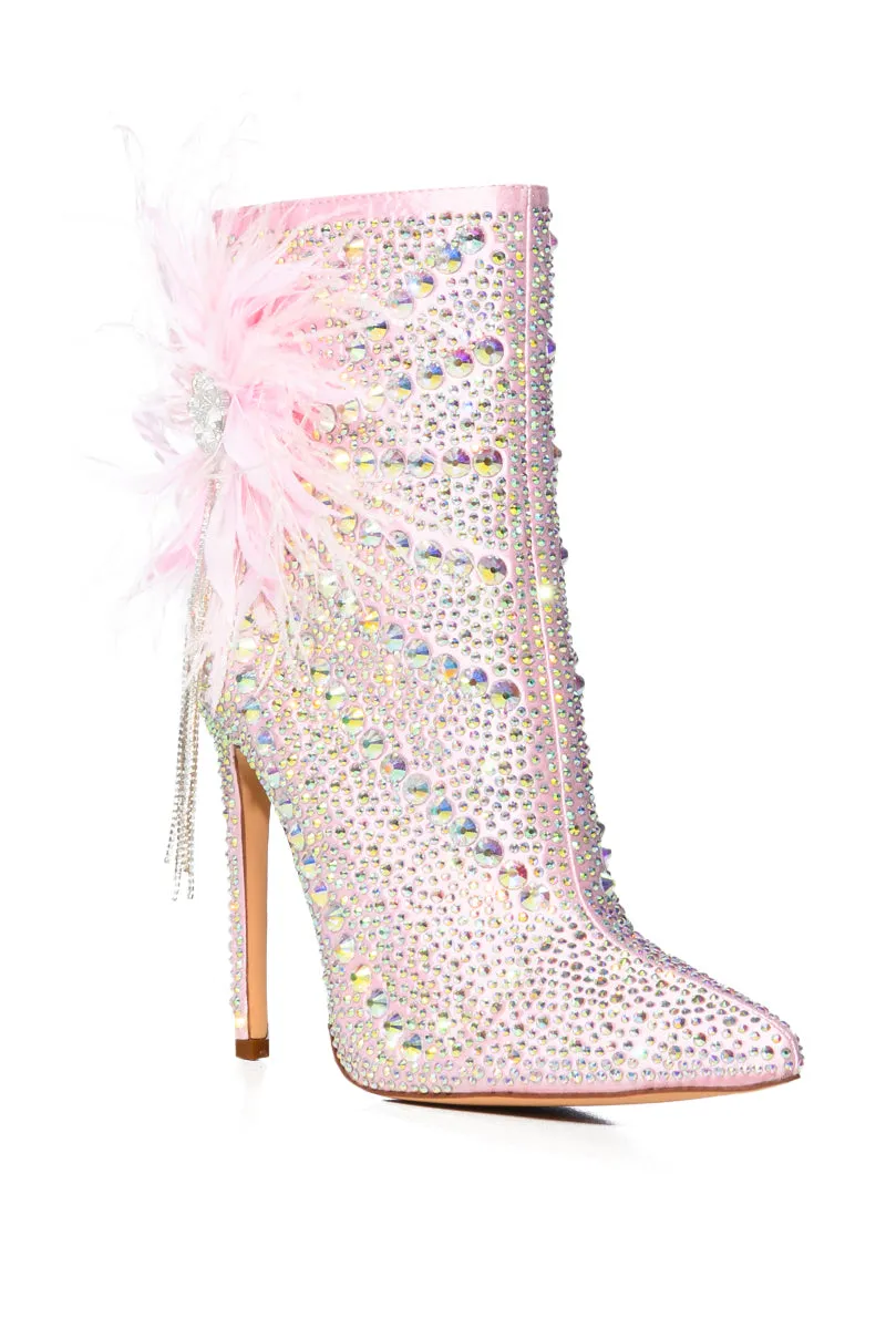 AZALEA WANG CRYSTALIZE EMBELLISHED FEATHER FLOWER BOOTIE IN PINK sold by AKIRA product image thumbnail 3