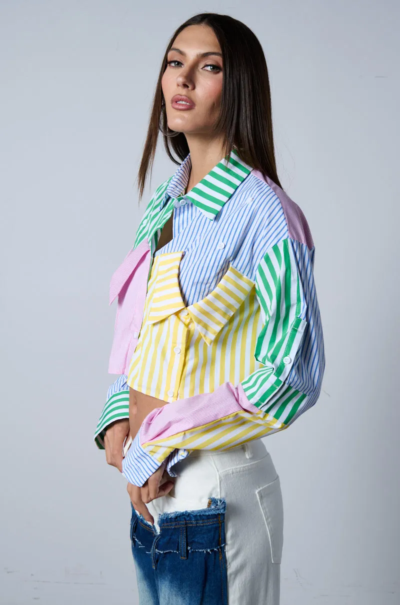 OVER AND OVER CROP BUTTON DOWN BLOUSE sold by AKIRA product image thumbnail 3