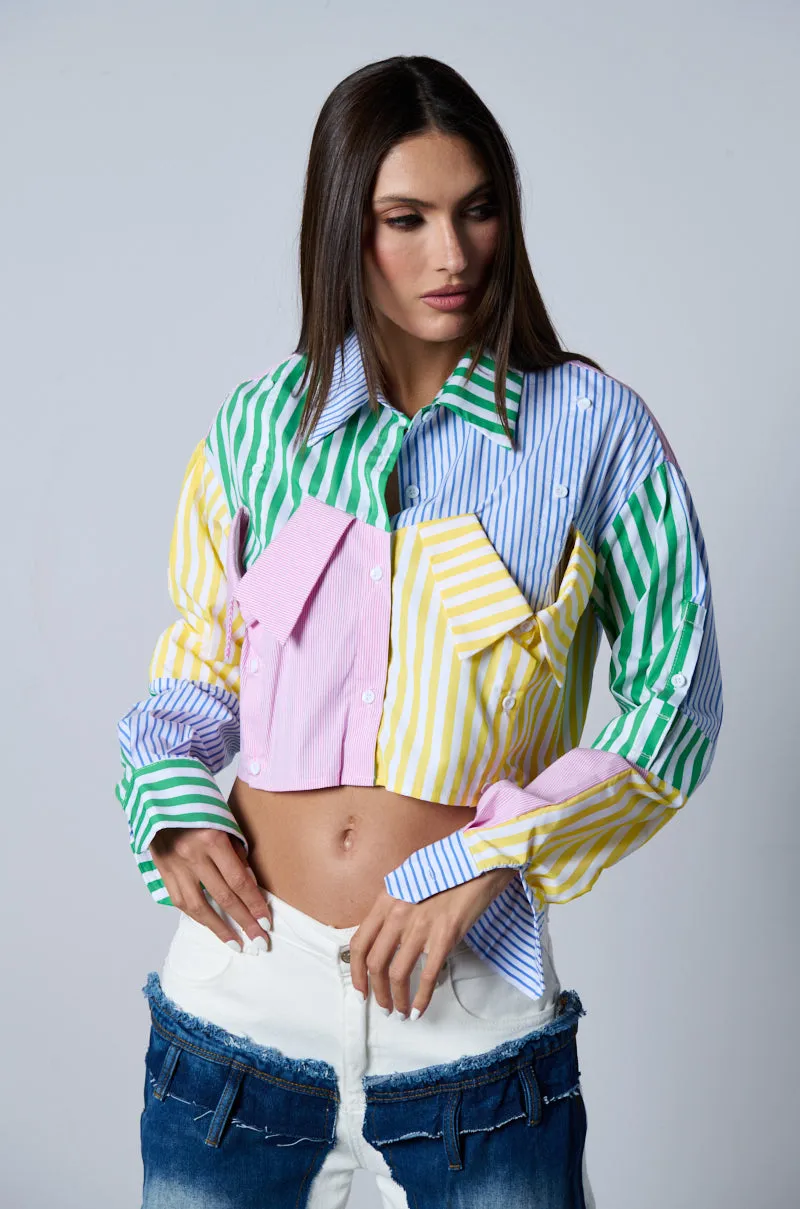 OVER AND OVER CROP BUTTON DOWN BLOUSE sold by AKIRA product image thumbnail 2