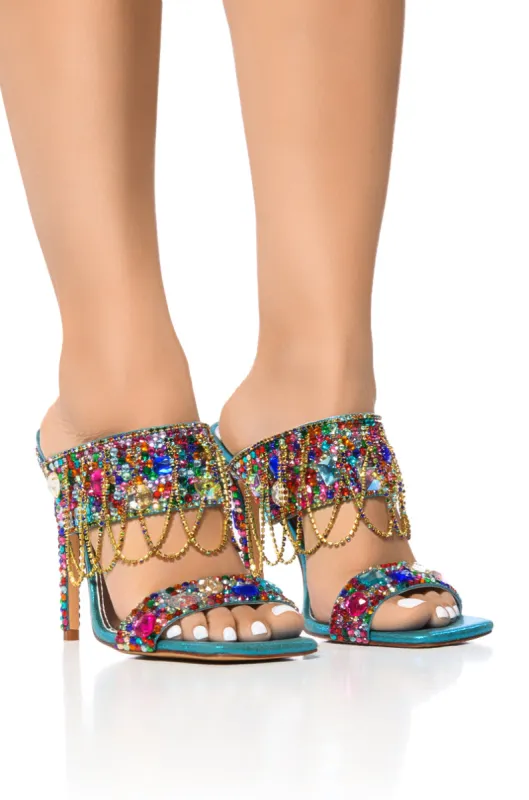AZALEA WANG ENVIE MULTI GEMSTONE JEWEL DRAPE SANDAL sold by AKIRA