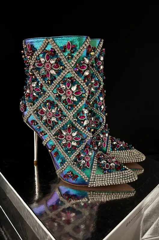 AZALEA WANG EMBELLISHED STILETTO BOOTIE IN MULTI sold by AKIRA