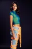 IT GIRL DOUBLE MESH CROPPED TSHIRT IN BLUE sold by AKIRA