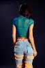 IT GIRL DOUBLE MESH CROPPED TSHIRT IN BLUE sold by AKIRA