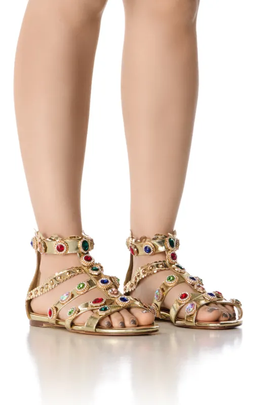 AZALEA WANG BRIDIE GOLD EMBELLISHED SANDAL sold by AKIRA