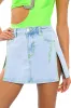 MIA DOUBLE SLIT MICRO MINI DENIM SKIRT sold by AKIRA