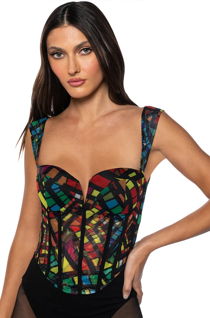 SUNDAY CANDY MESH CORSET sold by AKIRA
