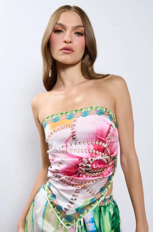 TAKE ME TO THE COAST SATIN STRAPLESS TOP sold by AKIRA