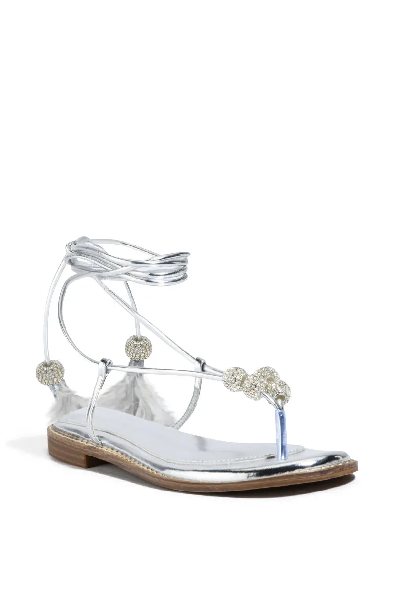 AZALEA WANG ROCKFORD TIE UP FLAT SANDAL IN SILVER sold by AKIRA product image thumbnail 3