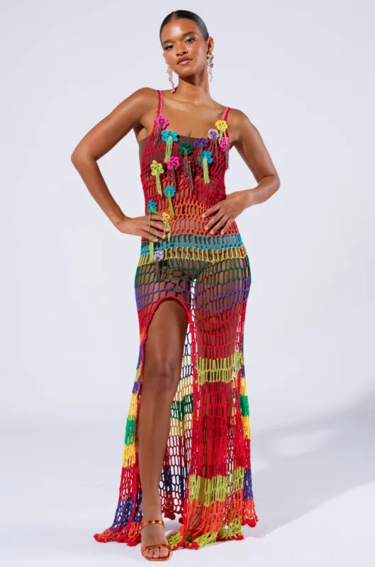 OCEAN BREEZE CROCHET MAXI DRESS made by AKIRA