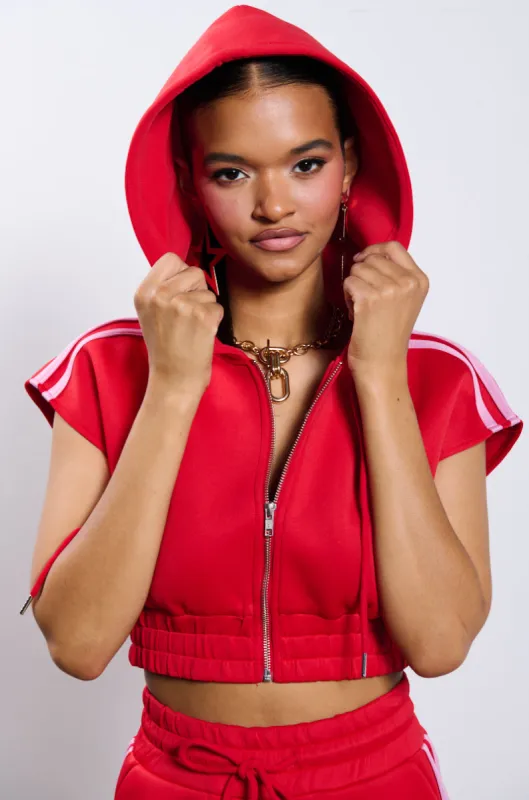 A DAY IN THE LIFE SCUBA SLEEVELESS CROP HOODIE made by AKIRA