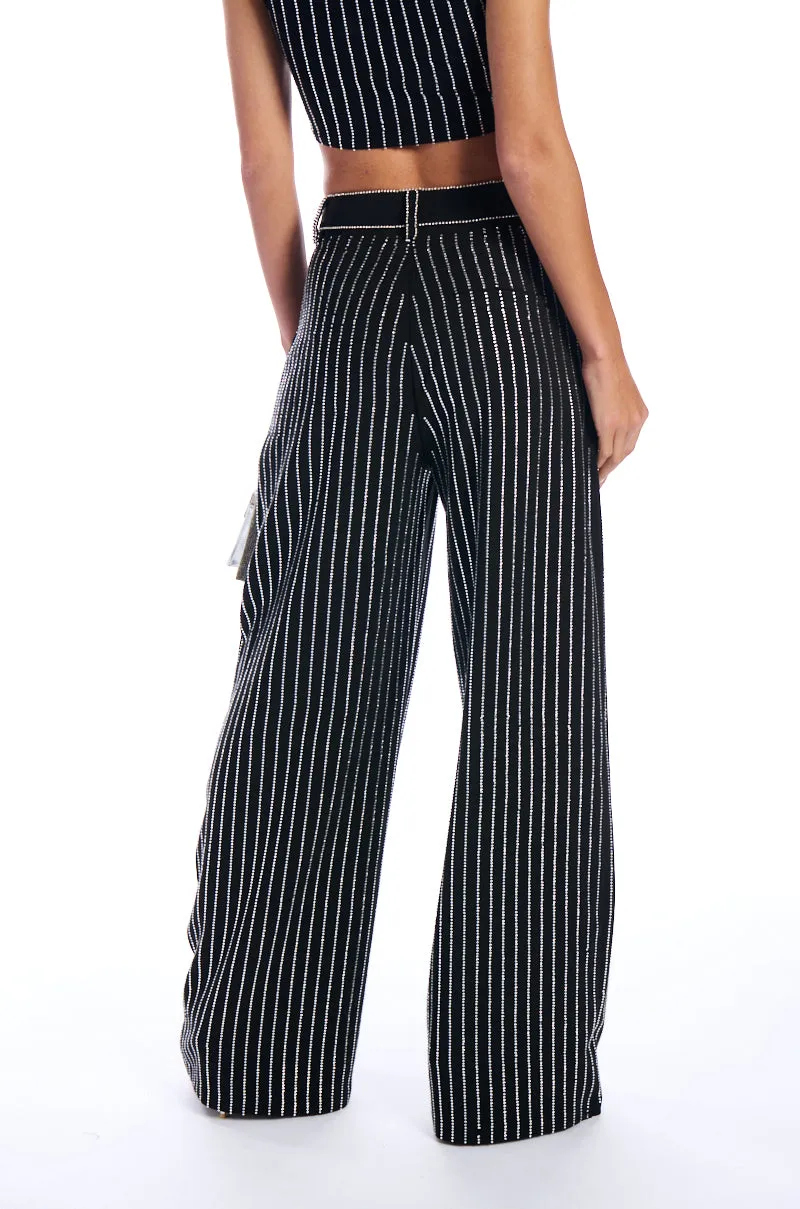 NOLLAN RHINESTONE STRIPE WIDE LEG TROUSER sold by AKIRA product image thumbnail 4