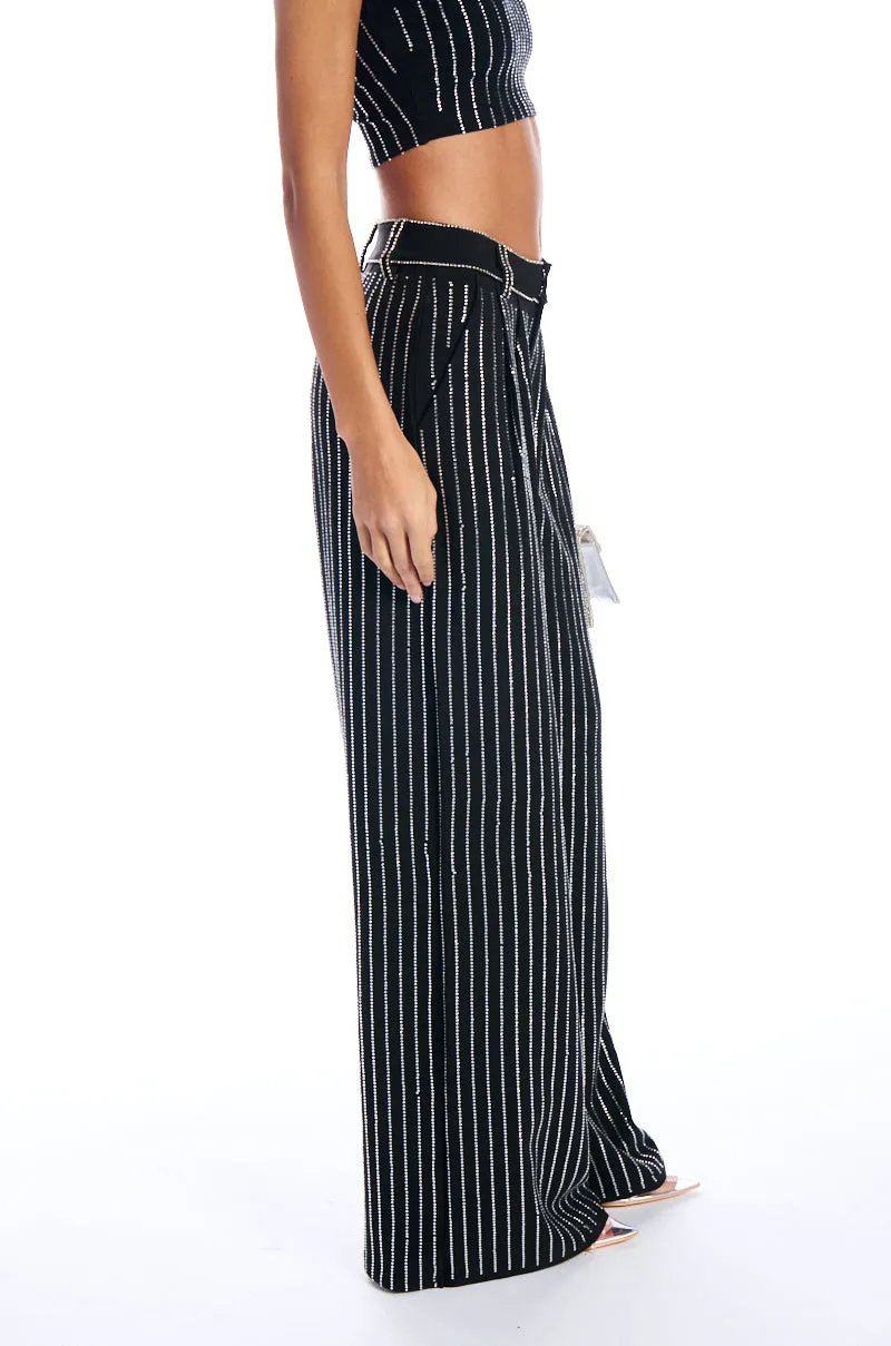 NOLLAN RHINESTONE STRIPE WIDE LEG TROUSER sold by AKIRA product image thumbnail 3