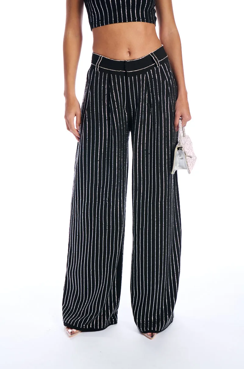 NOLLAN RHINESTONE STRIPE WIDE LEG TROUSER sold by AKIRA product image thumbnail 2
