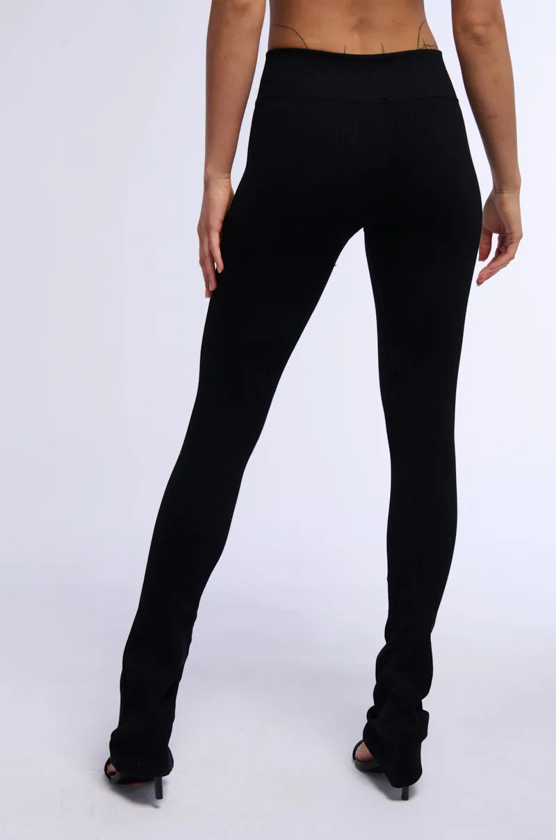 PAXTON RIBBED CROSS FRONT FLARED LEGGING IN BLACK sold by AKIRA product image thumbnail 4