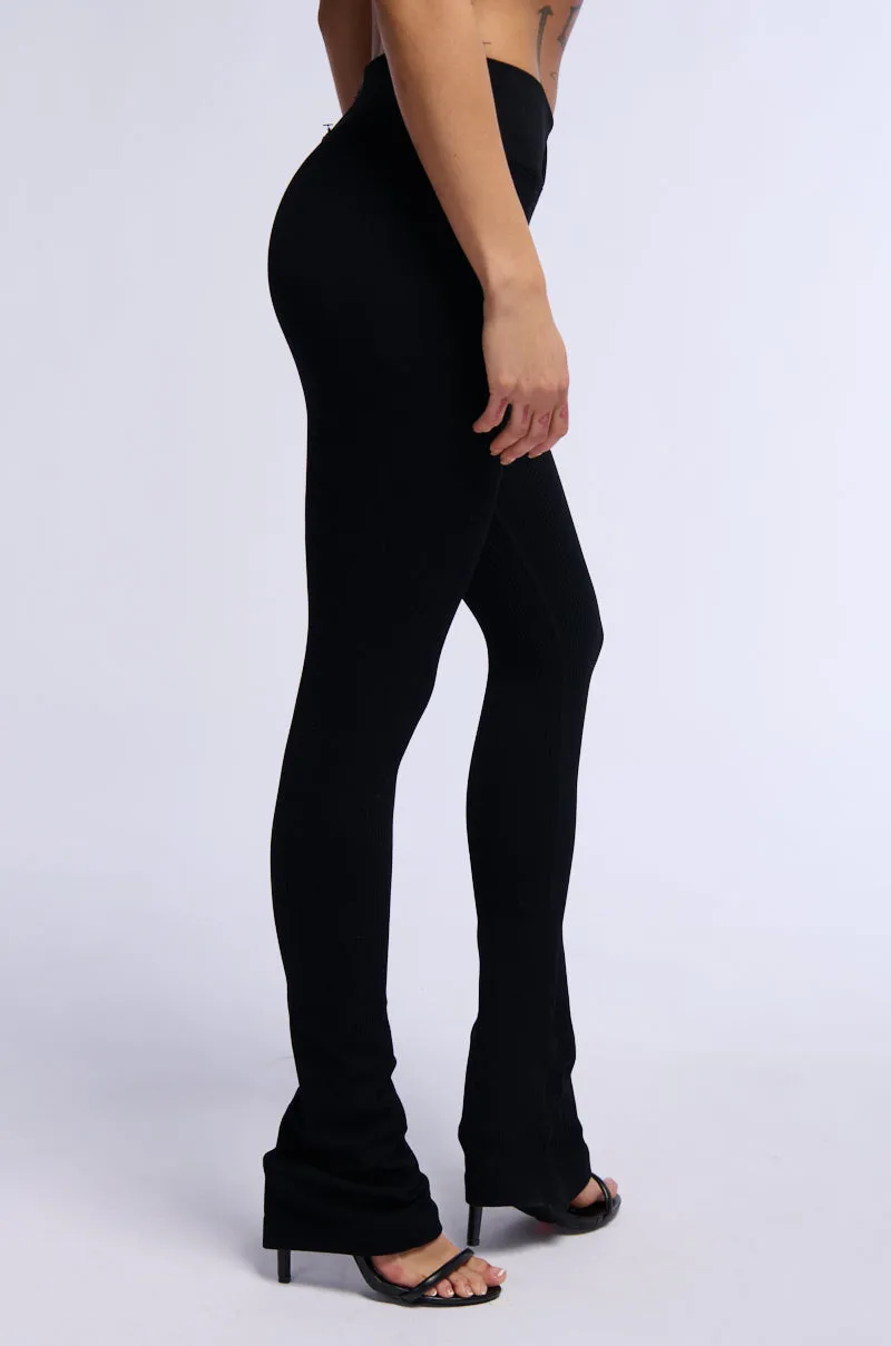 PAXTON RIBBED CROSS FRONT FLARED LEGGING IN BLACK sold by AKIRA product image thumbnail 3