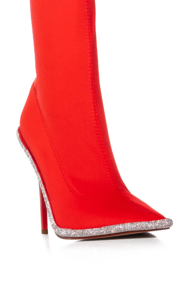 AZALEA WANG HOT TAMALE RED RHINESTONE TRIM BOOTIE sold by AKIRA product image thumbnail 5