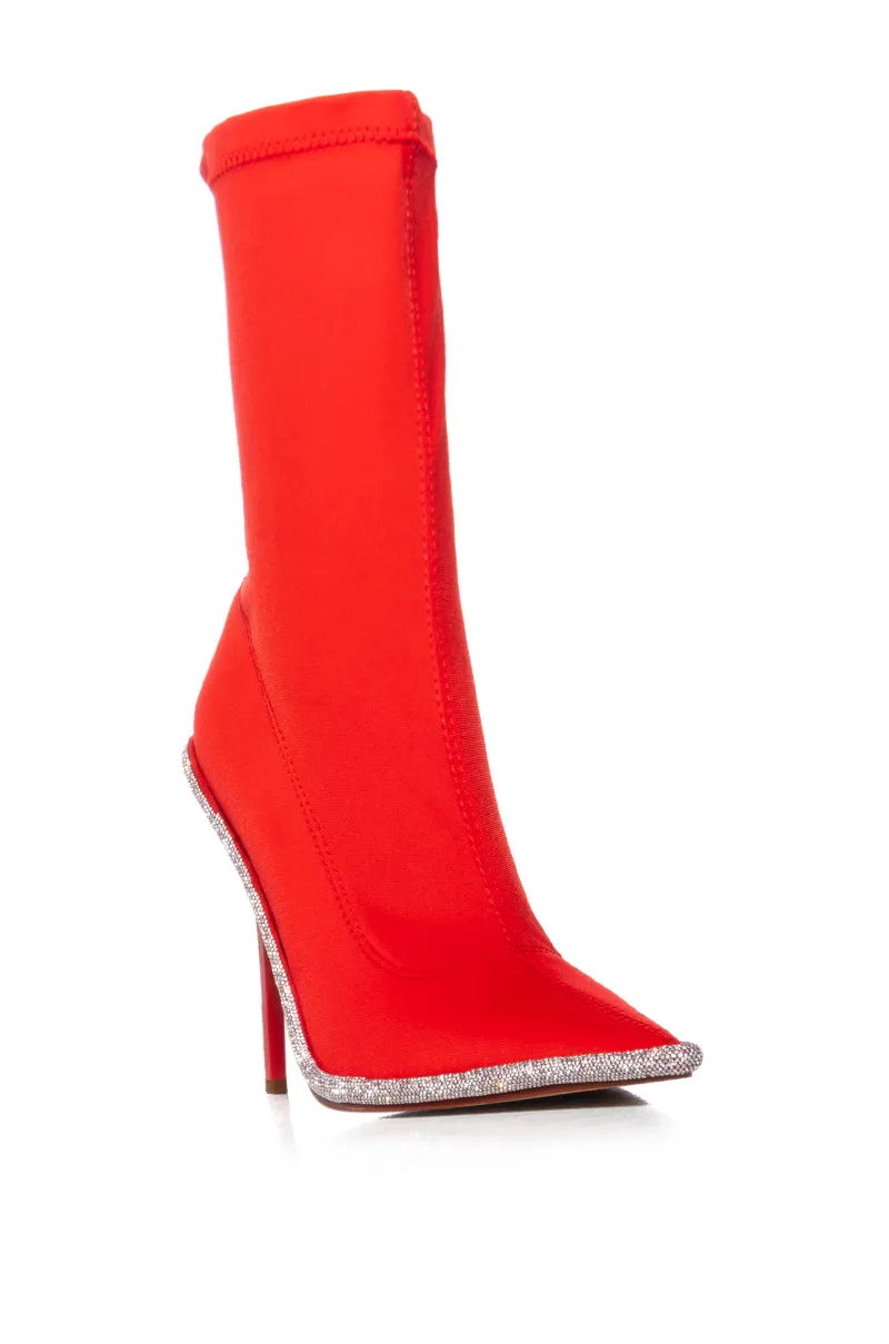 AZALEA WANG HOT TAMALE RED RHINESTONE TRIM BOOTIE sold by AKIRA product image thumbnail 3