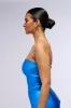 NIGHT TWO METALLIC BANDEAU TOP IN BLUE sold by AKIRA