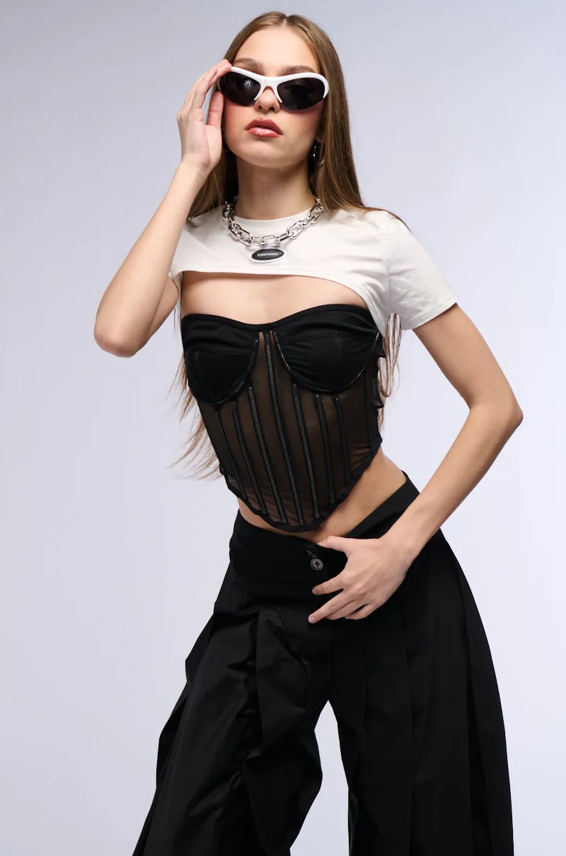 BEST OF THE LAST CORSET SET WITH CROP TEE OVERLAY sold by AKIRA product image thumbnail 2