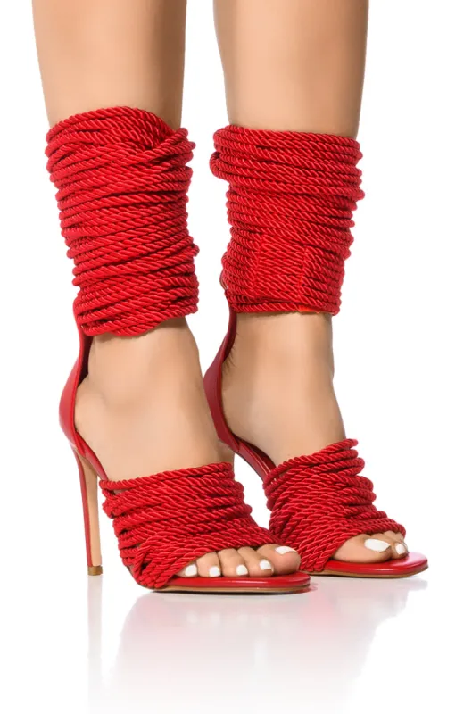AZALEA WANG CHARLENE RED KNOTTED SANDAL sold by AKIRA