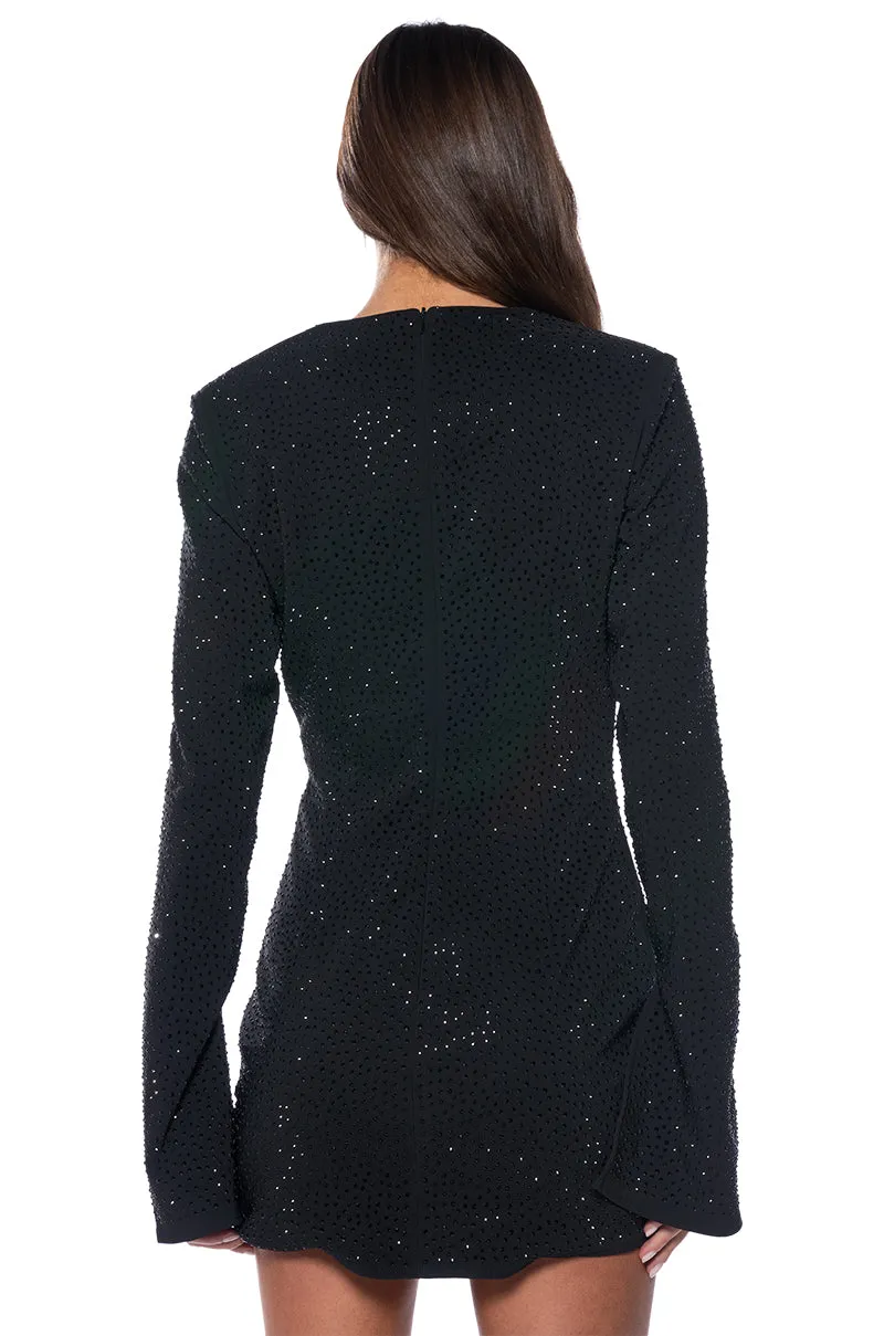 ELIANA TWIST DETAIL EMBELLISHED LONG SLEEVE MINI DRESS sold by AKIRA product image thumbnail 4