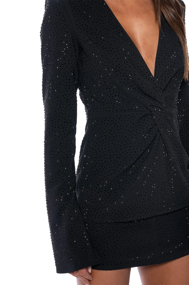 ELIANA TWIST DETAIL EMBELLISHED LONG SLEEVE MINI DRESS sold by AKIRA product image thumbnail 5