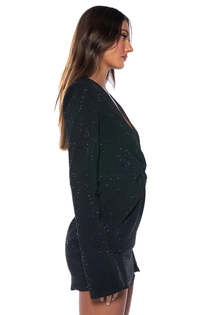 ELIANA TWIST DETAIL EMBELLISHED LONG SLEEVE MINI DRESS sold by AKIRA product image thumbnail 3