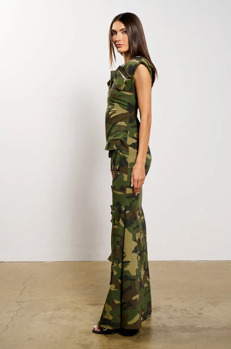 NOW YOU SEE ME CAMO PRINT MAXI DRESS sold by AKIRA product image thumbnail 4