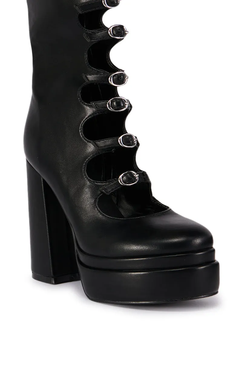AZALEA WANG MARIGOLD BLACK BUCKLE UP BOOT sold by AKIRA product image thumbnail 4