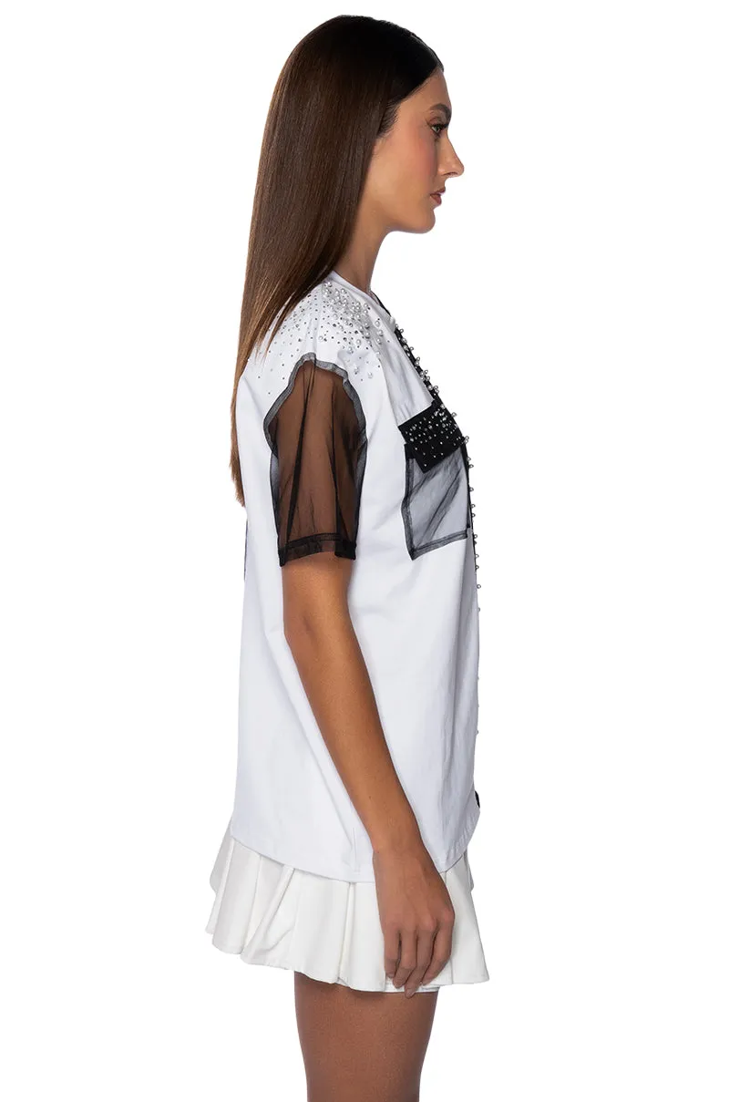 CARISSA SHORT SLEEVE MESH T-SHIRT sold by AKIRA product image thumbnail 4