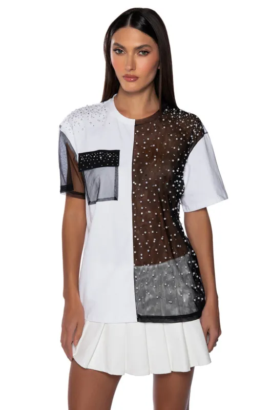 CARISSA SHORT SLEEVE MESH T-SHIRT sold by AKIRA