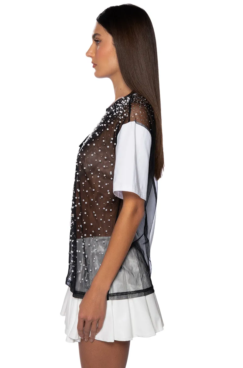 CARISSA SHORT SLEEVE MESH T-SHIRT sold by AKIRA product image thumbnail 5