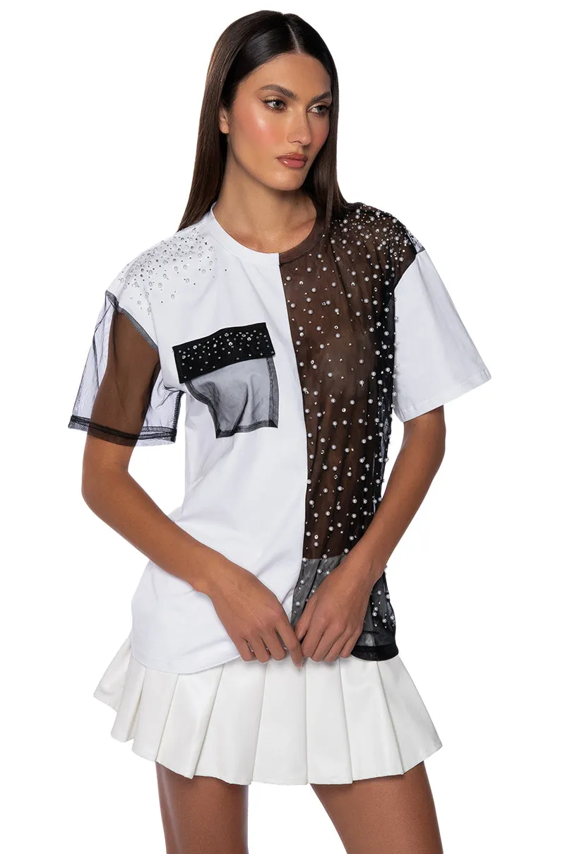 CARISSA SHORT SLEEVE MESH T-SHIRT sold by AKIRA product image thumbnail 2