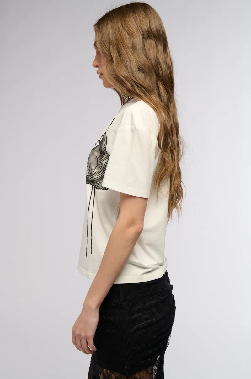 DAINTY BRA DETAIL GRAPHIC T SHIRT sold by AKIRA product image thumbnail 3